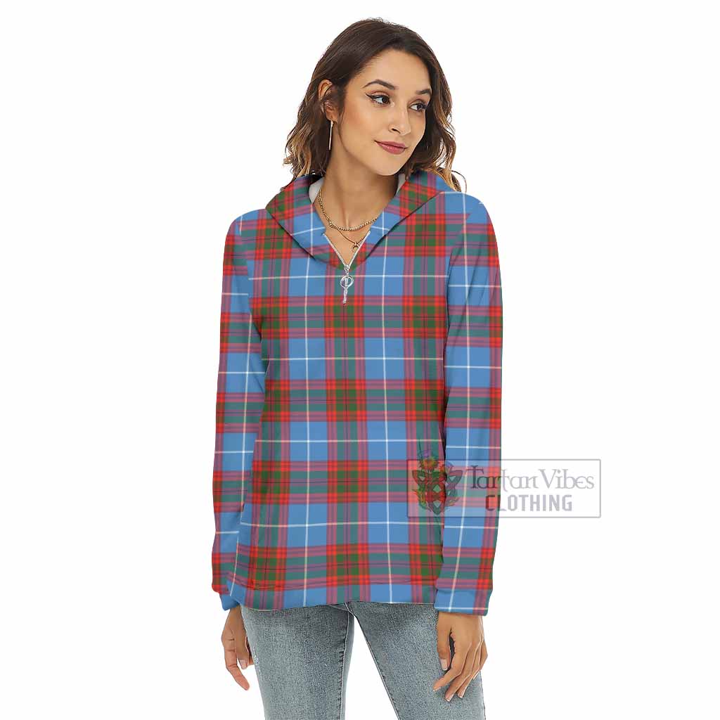 Skirving Tartan Women's Borg Fleece Hoodie with Half Zip - Tartan Vibes Clothing