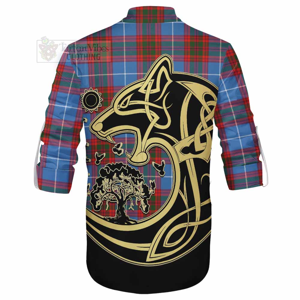Skirving Tartan Ghillie Kilt Shirt with Family Crest Celtic Wolf Style - Tartan Vibes Clothing