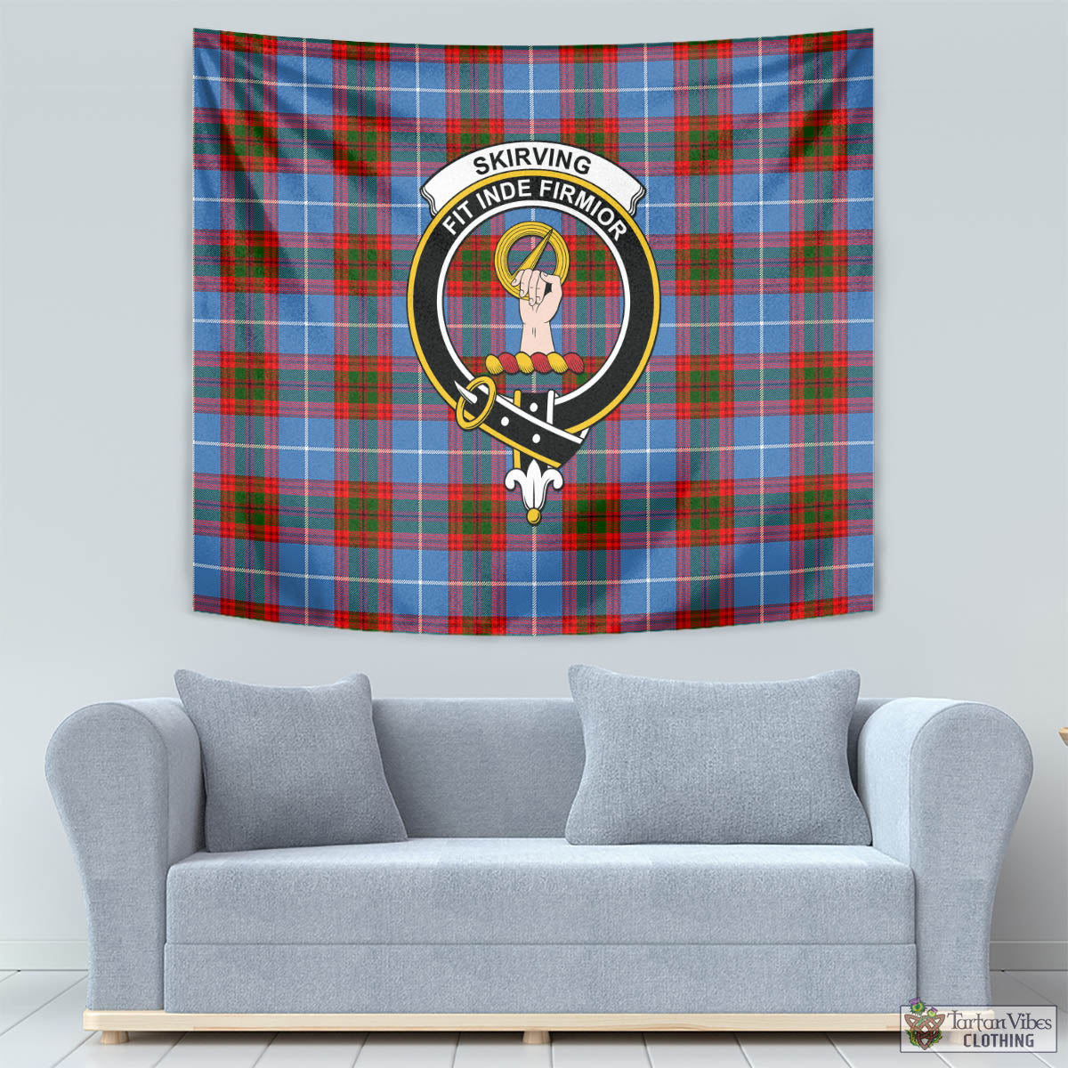 Tartan Vibes Clothing Skirving Tartan Tapestry Wall Hanging and Home Decor for Room with Family Crest
