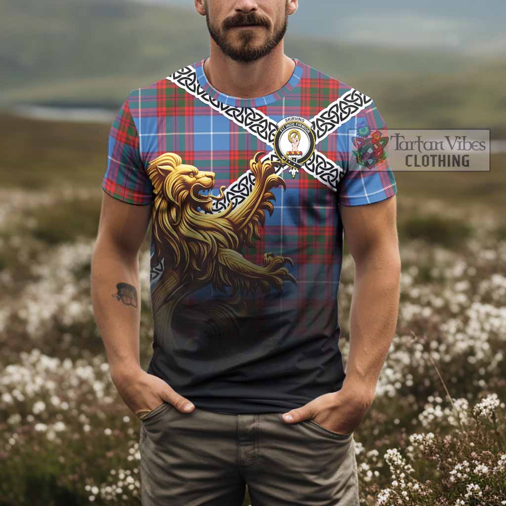 Skirving Crest Tartan T-Shirt with Golden Lion Emblem Celtic Style - Tartan Vibes Clothing