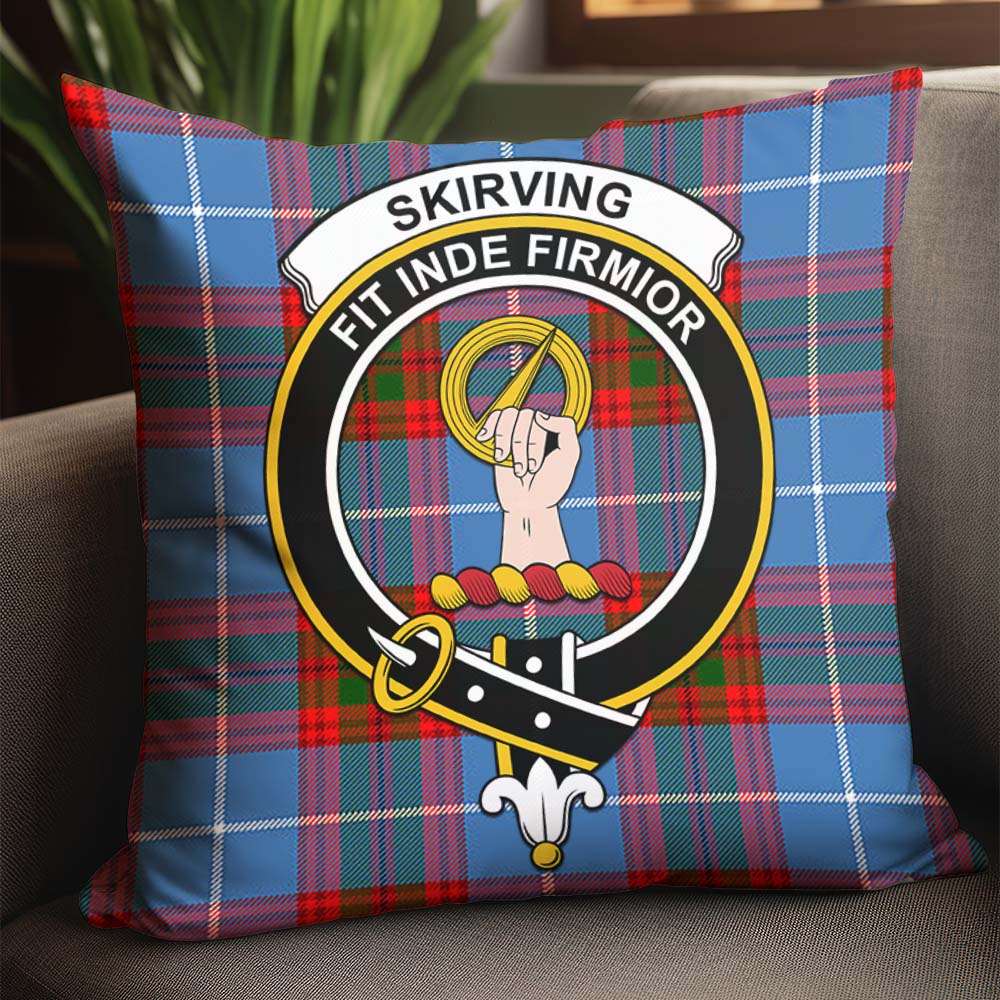 Skirving Tartan Pillow Cover with Family Crest - Tartan Vibes Clothing