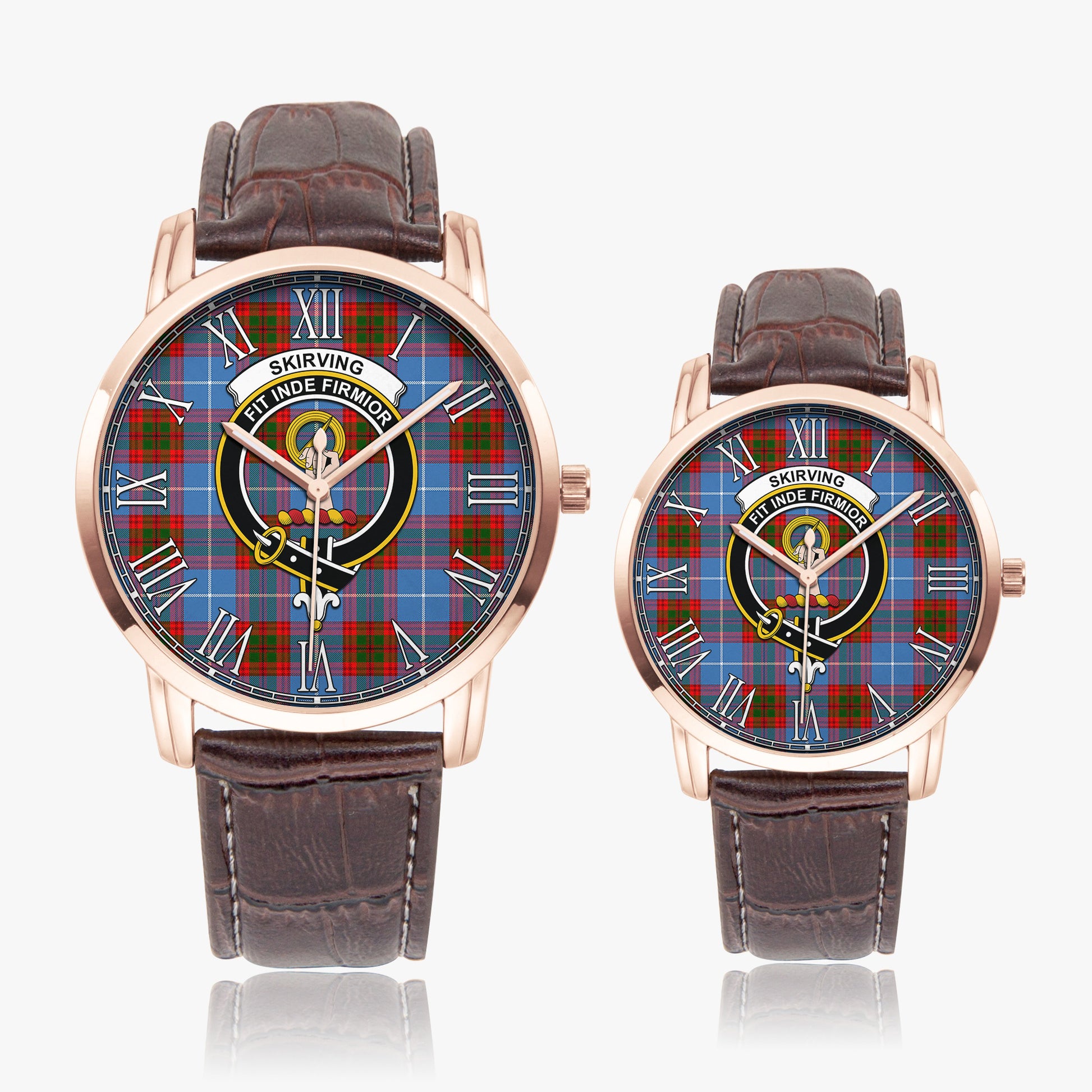 Skirving Tartan Family Crest Leather Strap Quartz Watch - Tartan Vibes Clothing