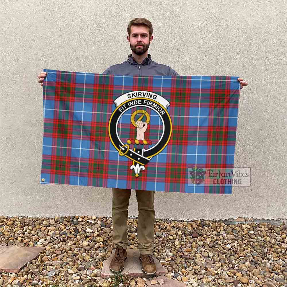 Tartan Vibes Clothing Skirving Tartan House Flag with Family Crest