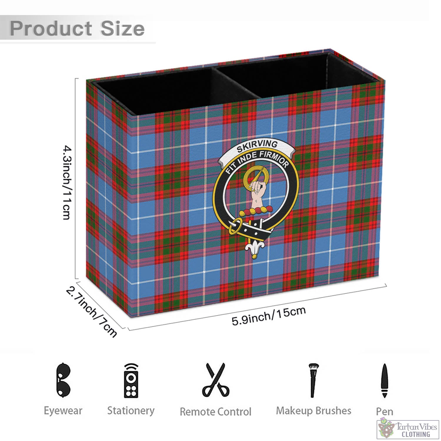Skirving Tartan Pen Holder with Family Crest - Tartan Vibes Clothing