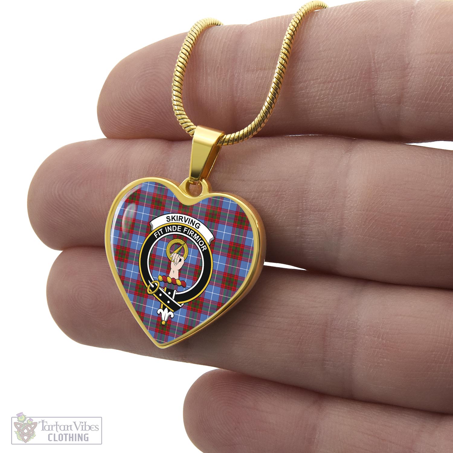 Skirving Tartan Heart Necklace with Family Crest - Tartan Vibes Clothing