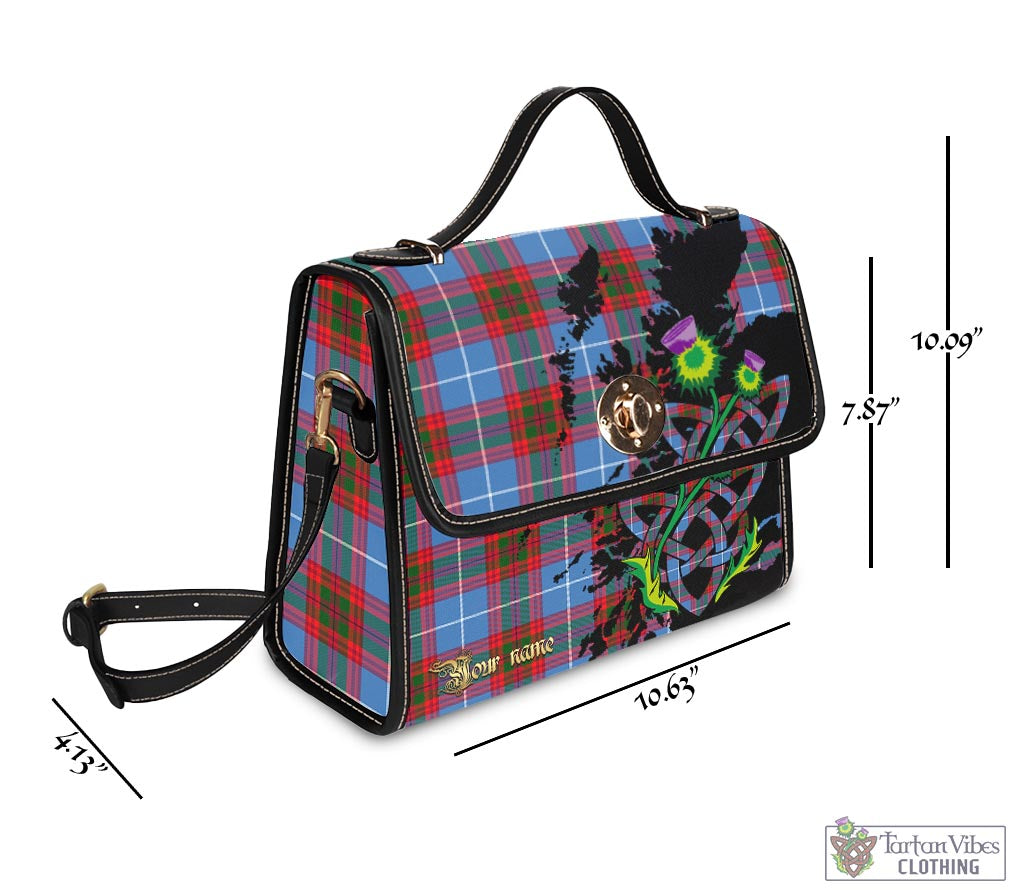 Tartan Vibes Clothing Skirving Tartan Waterproof Canvas Bag with Scotland Map and Thistle Celtic Accents