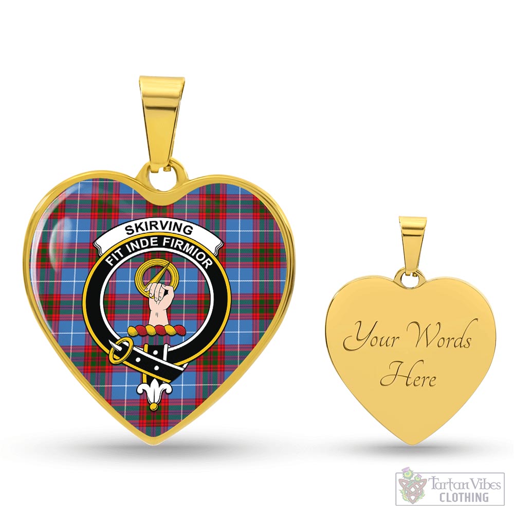 Skirving Tartan Heart Necklace with Family Crest Luxury Necklace (Gold) Yes - Tartan Vibes Clothing