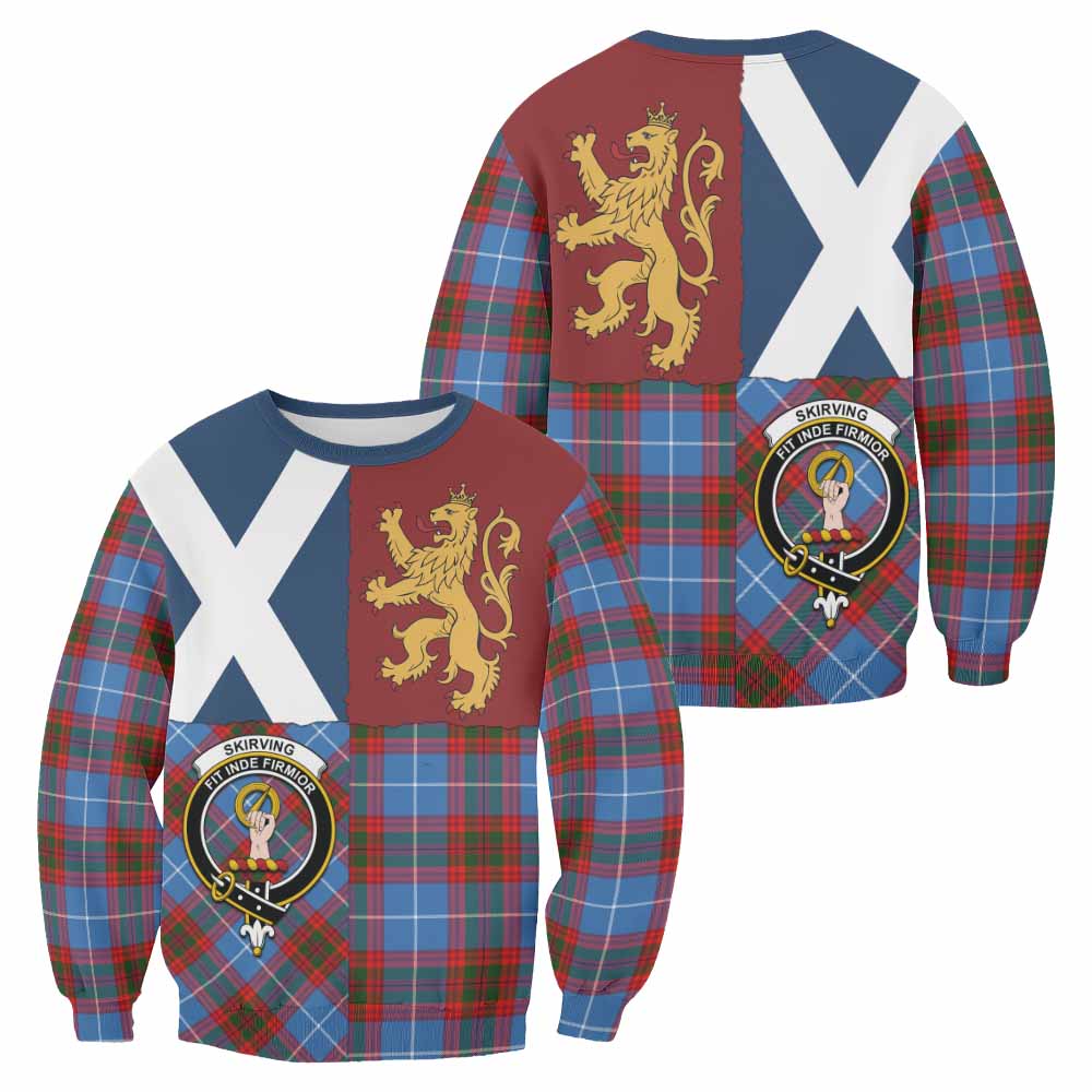 Skirving Crest Tartan Sweatshirt with Lion Rampant Saltire Style