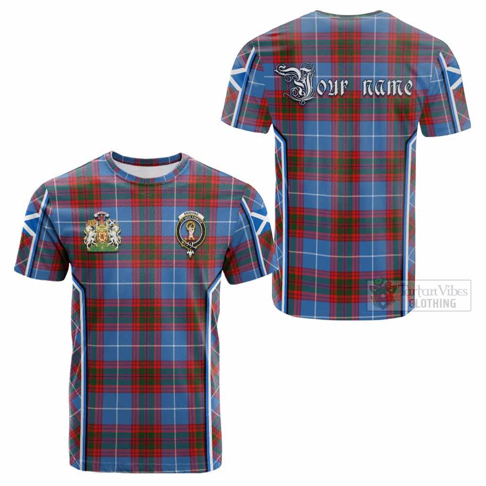 Skirving Tartan Crest Cotton T-shirt Scotland Coat of Arm Flag Style - Tartan Vibes Clothing