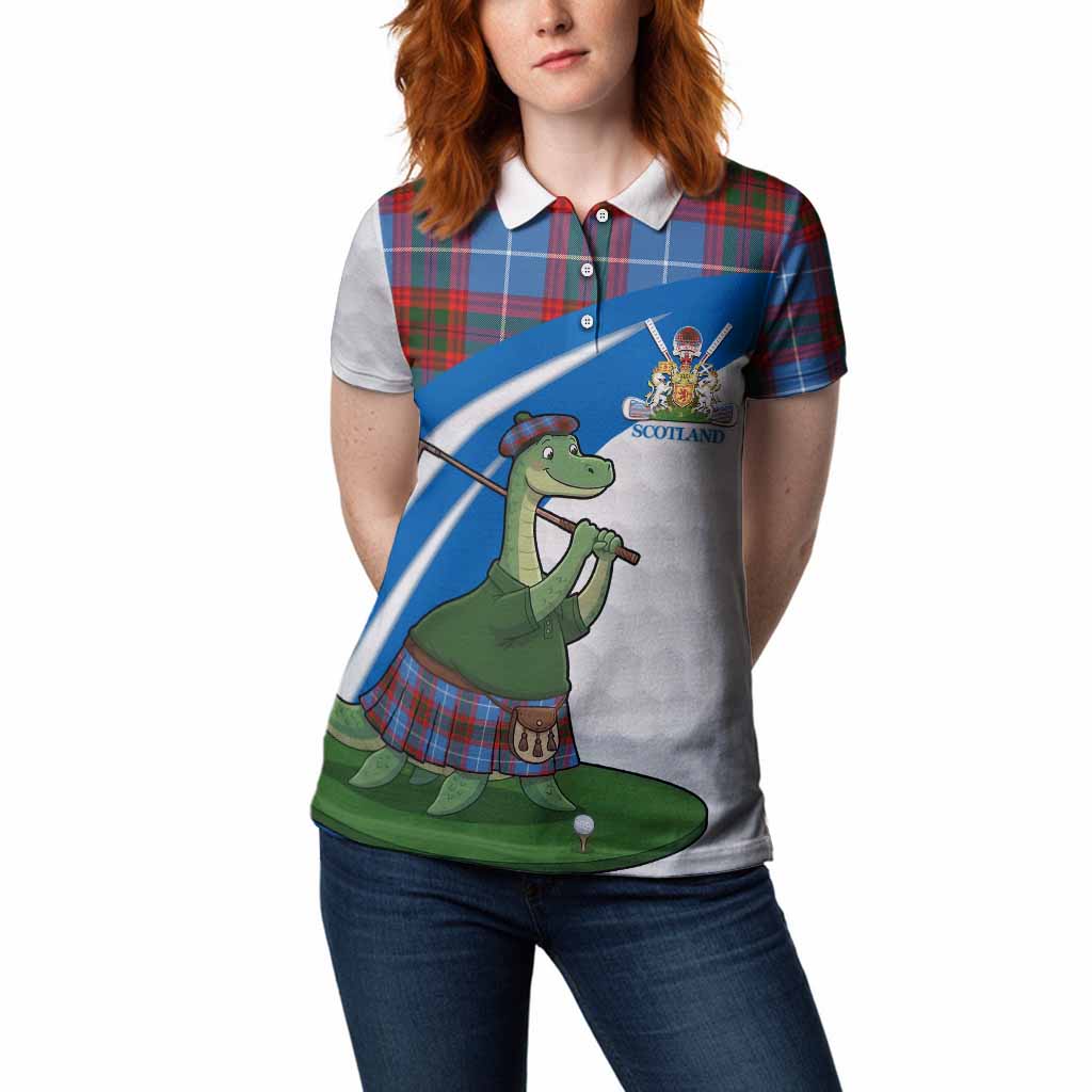 Skirving Tartan Crest Golf Nessie Women Polo Shirt Loch Ness Monster Sporty Style