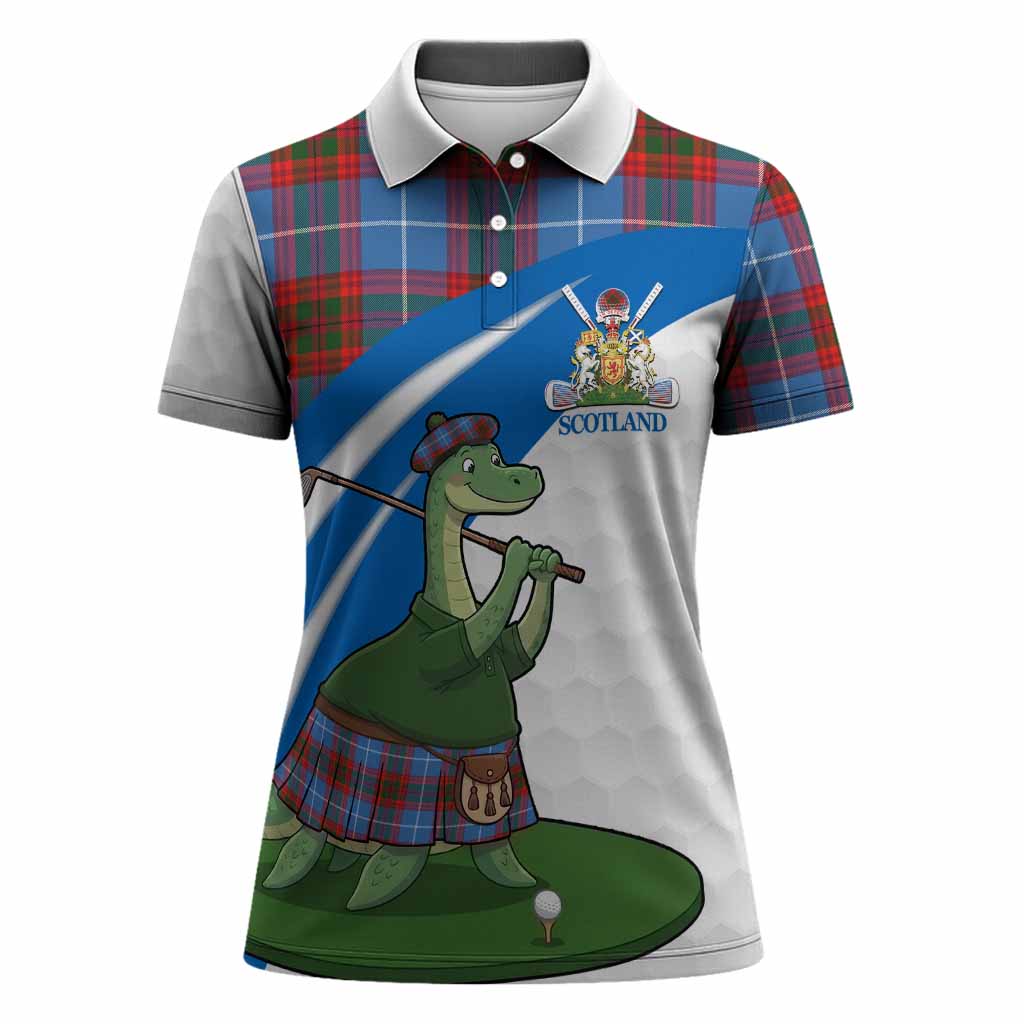 Skirving Tartan Crest Golf Nessie Women Polo Shirt Loch Ness Monster Sporty Style