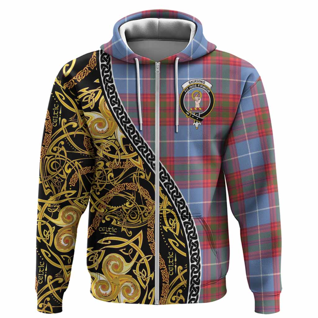 Skirving Tartan Crest Hoodie Celtic Knot and Triple Trickle Spiral Symbols
