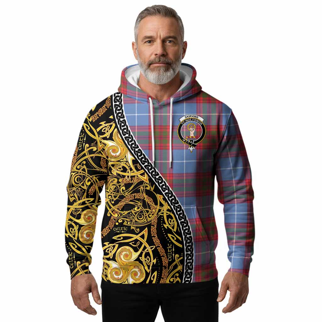 Skirving Tartan Crest Hoodie Celtic Knot and Triple Trickle Spiral Symbols