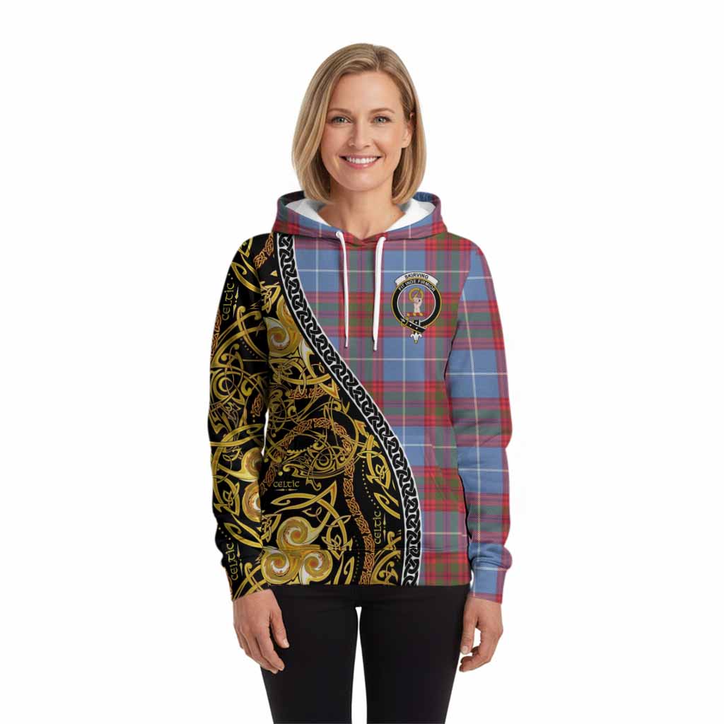 Skirving Tartan Crest Hoodie Celtic Knot and Triple Trickle Spiral Symbols