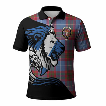 Skirving Tartan Crest Polo Shirt Scottish Golden Lions Wave Flow