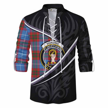 Skirving Tartan Family Crest Ghillie Kilt Shirt Celtic Scottish Thistle Floral - Tartan Vibes Clothing