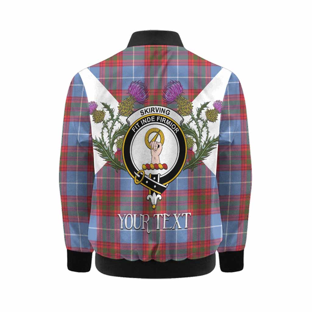 Skirving Tartan Family Crest Kid Bomber Jacket Scottish Burns Night Thistle Floral