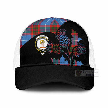 Skirving Tartan Family Crest Mesh Trucker Cap Scotland Thistle Floral Flag Style