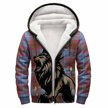 Skirving Tartan Family Crest Sherpa Hoodie Crowned Lion Roaring
