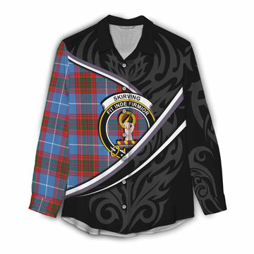 Skirving Tartan Family Crest Women Casual Shirt Celtic Scottish Thistle Floral - Tartan Vibes Clothing
