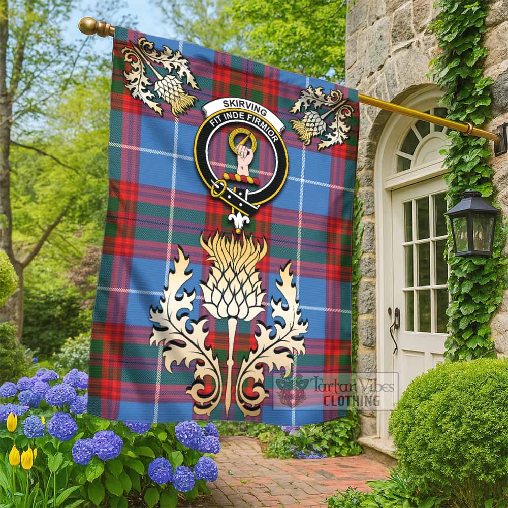 Skirving Tartan Garden Flag with Golden Regal Scottish Thistle Emblem - Tartan Vibes Clothing