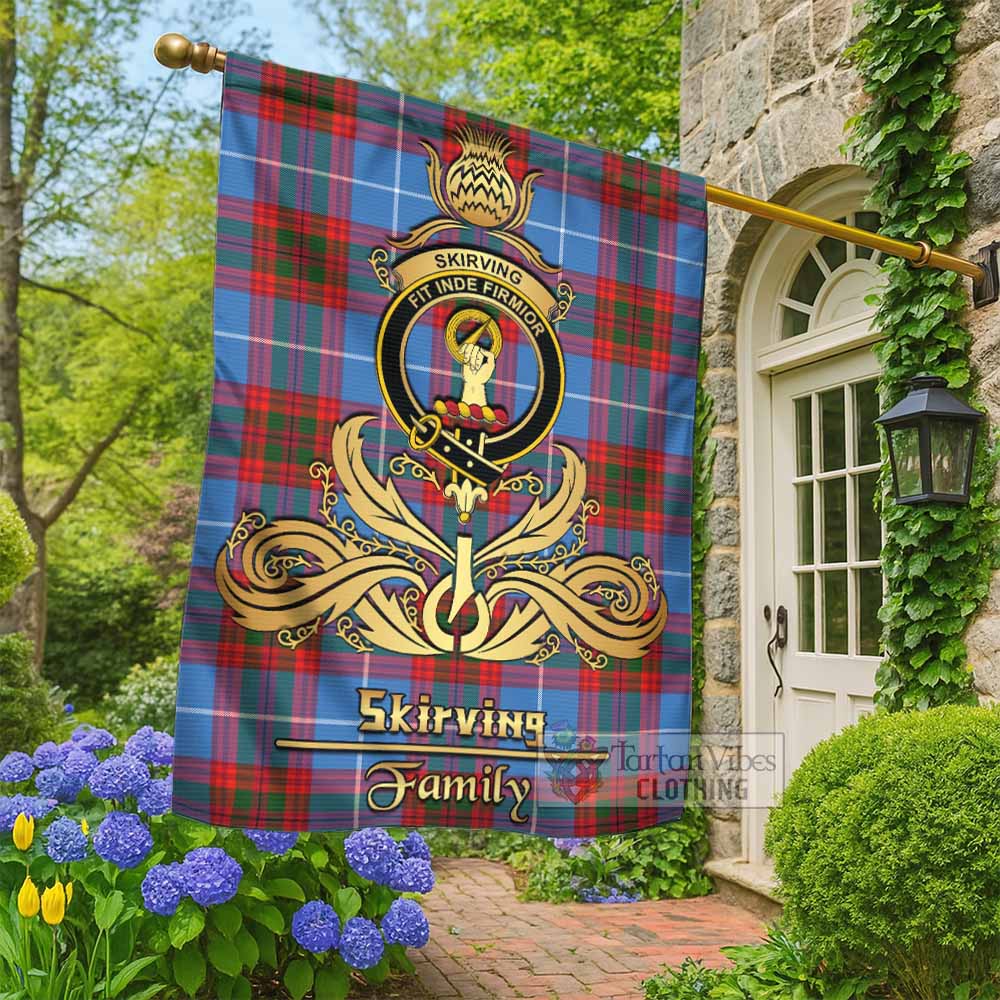 Skirving Tartan Garden Flag with Highland Thistle Cherish Family Crest Style - Tartan Vibes Clothing