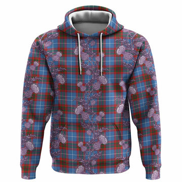 Skirving Tartan Hoodie Seamless Scottish Thistle Flowers