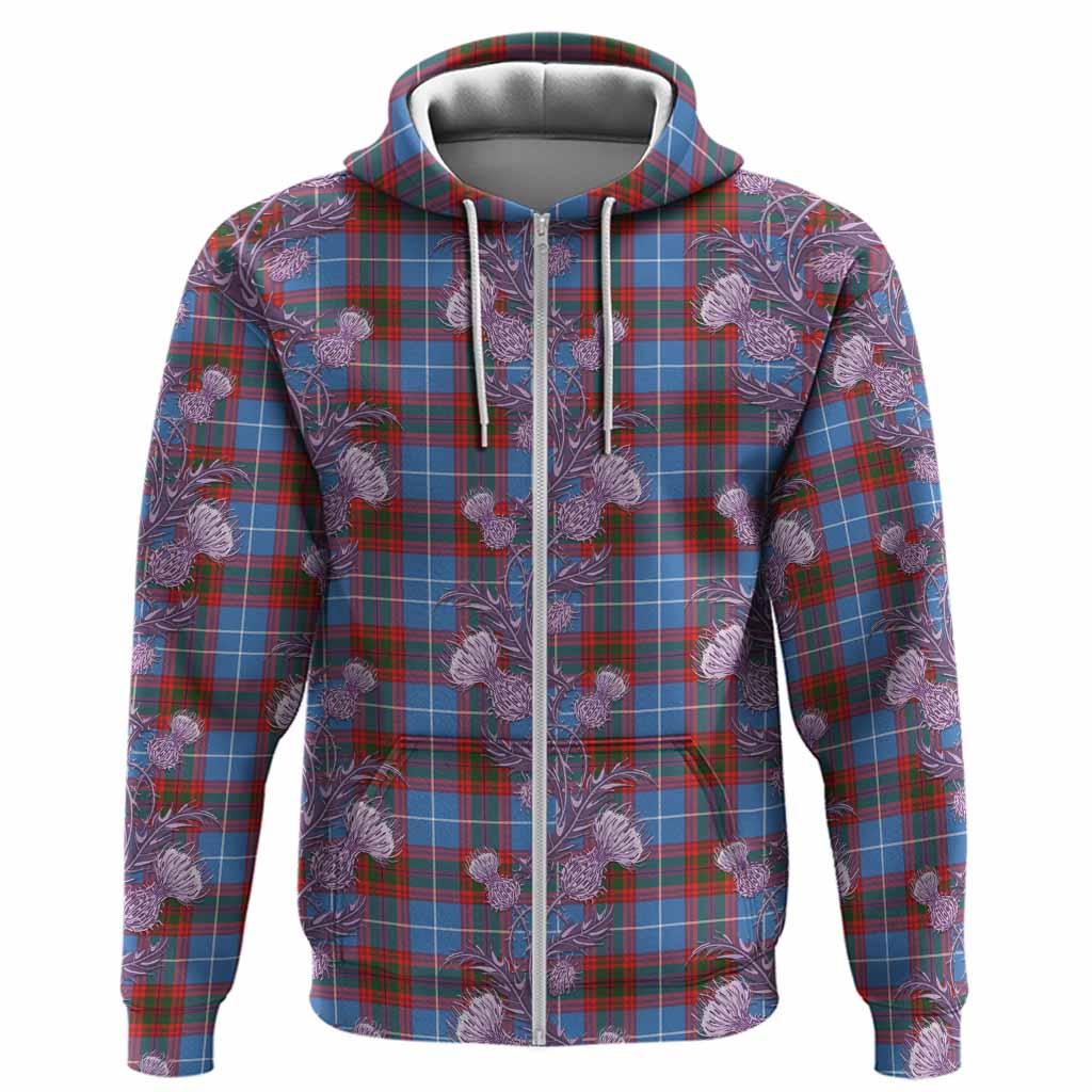Skirving Tartan Hoodie Seamless Scottish Thistle Flowers