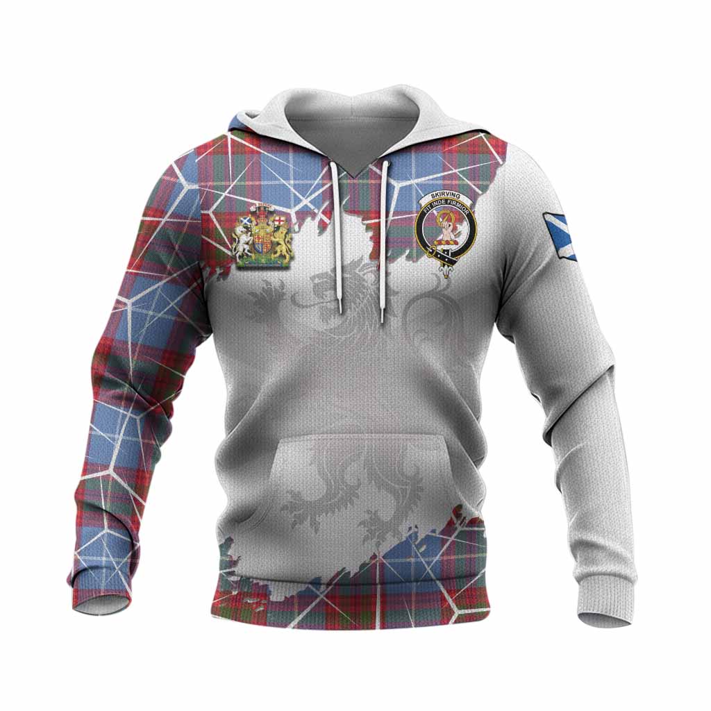 Skirving Tartan Knitted Hoodie with Family Crest and Lion Rampant Grunge Style