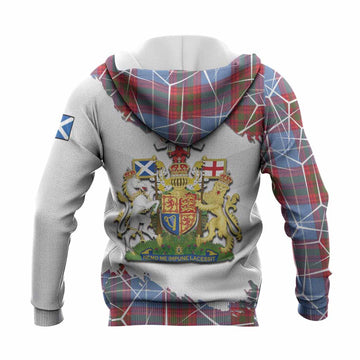 Skirving Tartan Knitted Hoodie with Family Crest and Lion Rampant Grunge Style