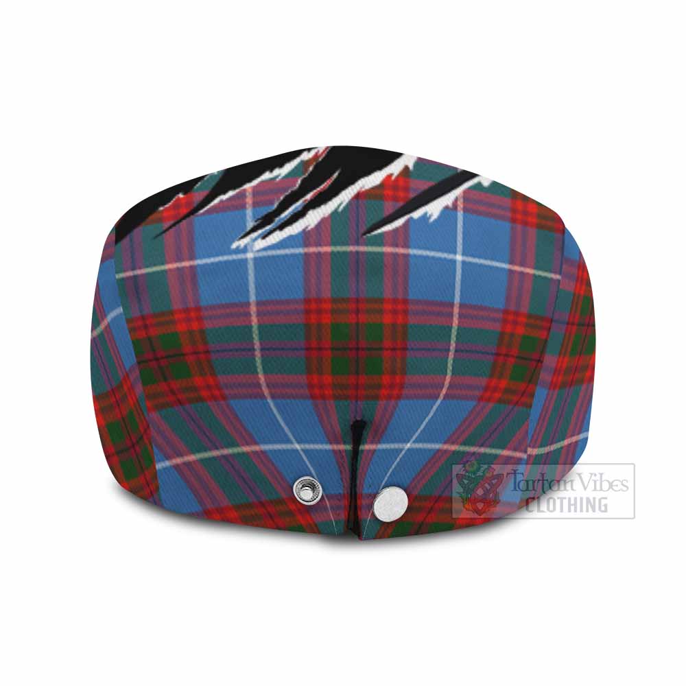 Skirving Tartan Loch Ness Monster Flat Cap, Jeff Cap Celtic Knot Nessie Art