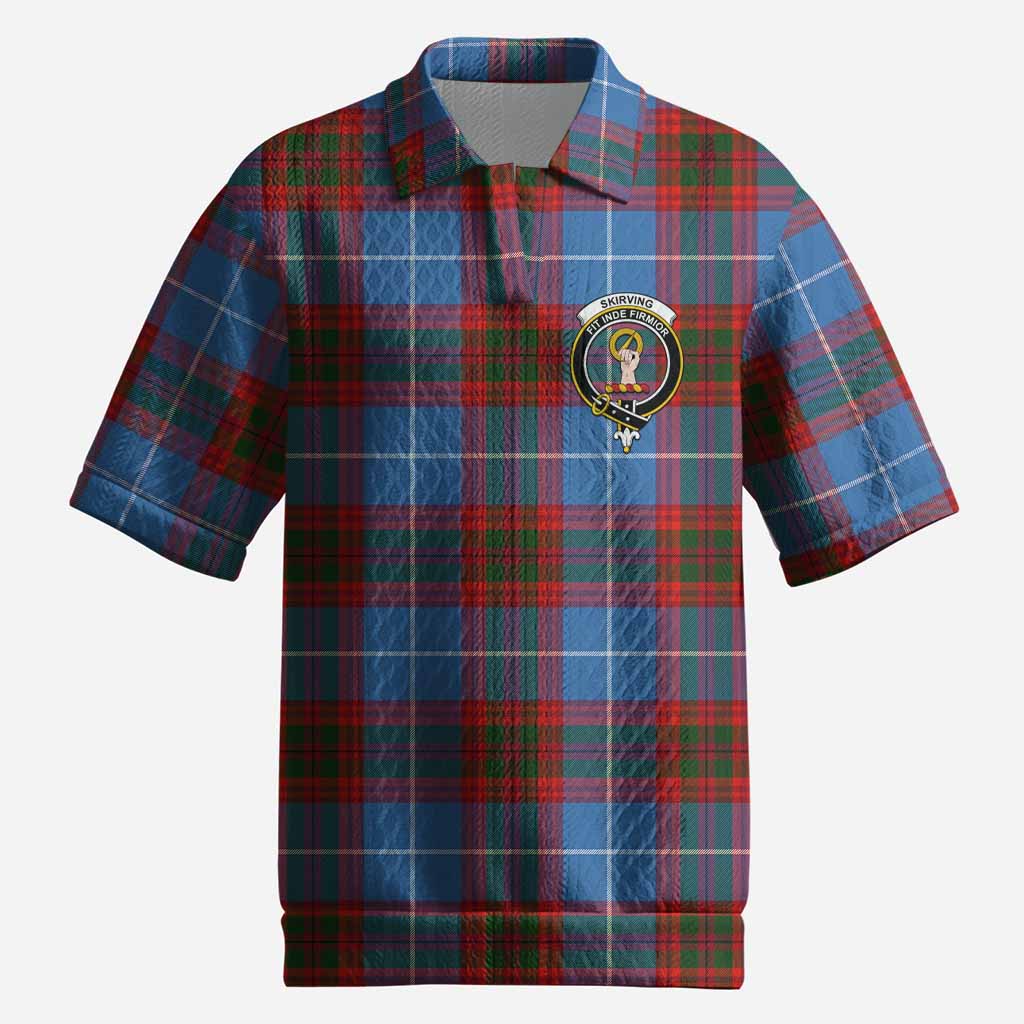 Skirving Tartan Men’s Polo Sweater Top with Family Crest