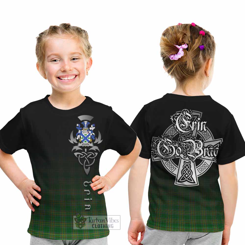 Tartan Vibes Clothing Slater Irish Clan Kid T-Shirt with Coat of Arms Erin Go Bragh Celtic Inspired
