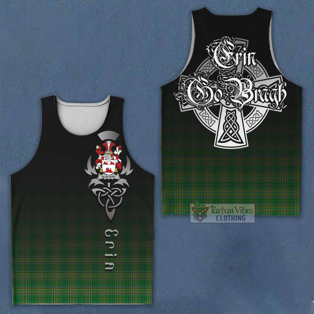 Tartan Vibes Clothing Slattery Irish Clan Men's Tank Top with Coat of Arms Erin Go Bragh Celtic Inspired