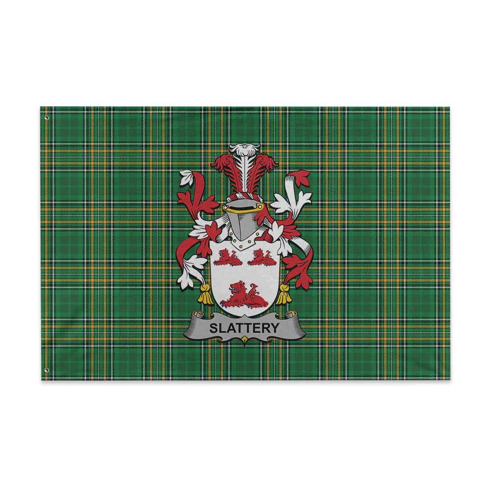 Tartan Vibes Clothing Slattery Irish Clan Tartan House Flag with Coat of Arms