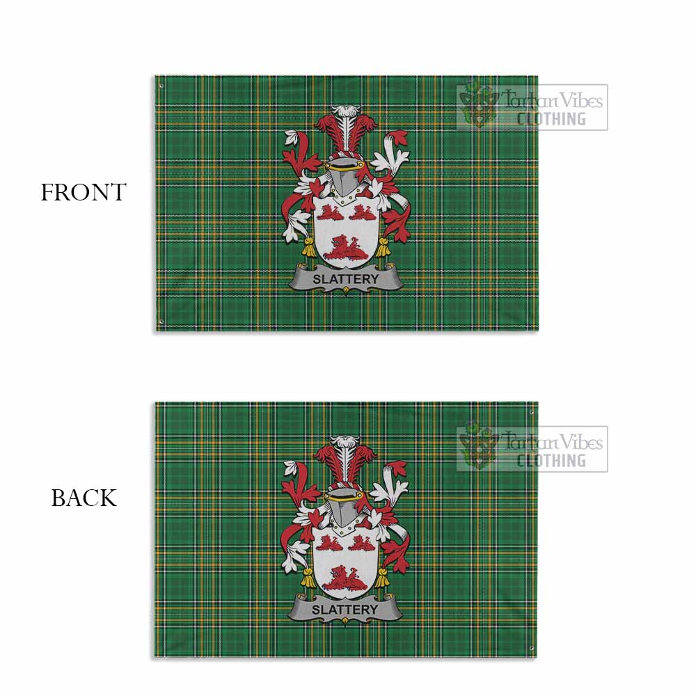 Tartan Vibes Clothing Slattery Irish Clan Tartan House Flag with Coat of Arms