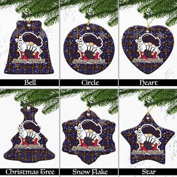 Sligo County Ireland Tartan Christmas Ceramic Ornaments with Scottish Gnome Playing Bagpipes Ceramic - Tartan Vibes Clothing