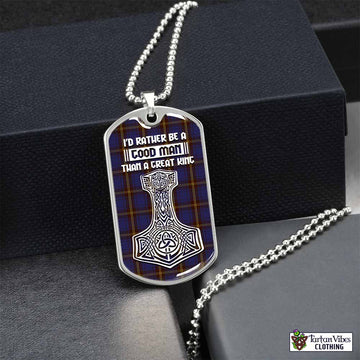 Sligo County Ireland Tartan Dog Tag Necklace Viking Mjolnir Style