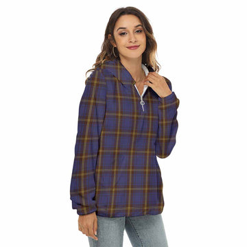 Sligo County Ireland Tartan Women's Borg Fleece Hoodie with Half Zip