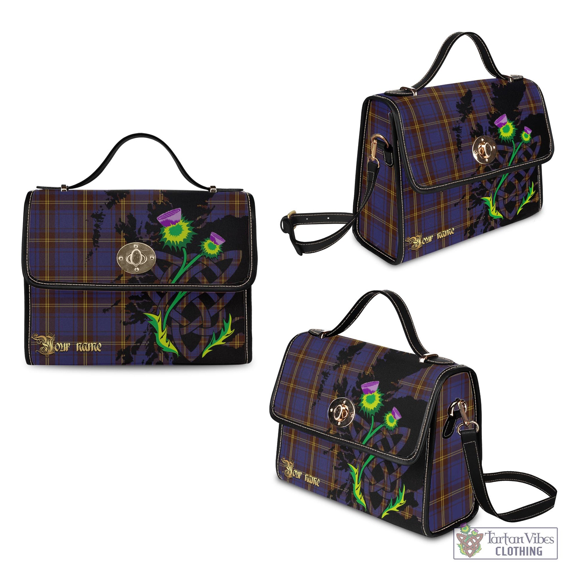 Tartan Vibes Clothing Sligo County Ireland Tartan Waterproof Canvas Bag with Scotland Map and Thistle Celtic Accents