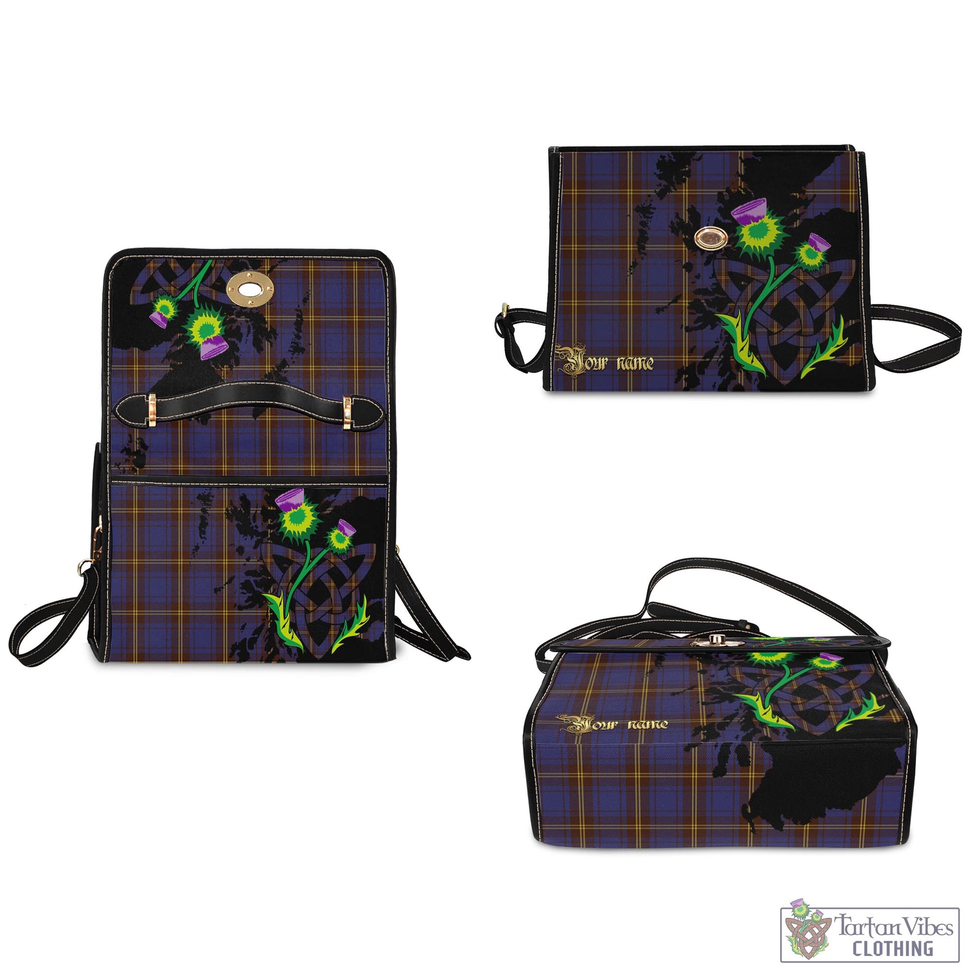 Tartan Vibes Clothing Sligo County Ireland Tartan Waterproof Canvas Bag with Scotland Map and Thistle Celtic Accents