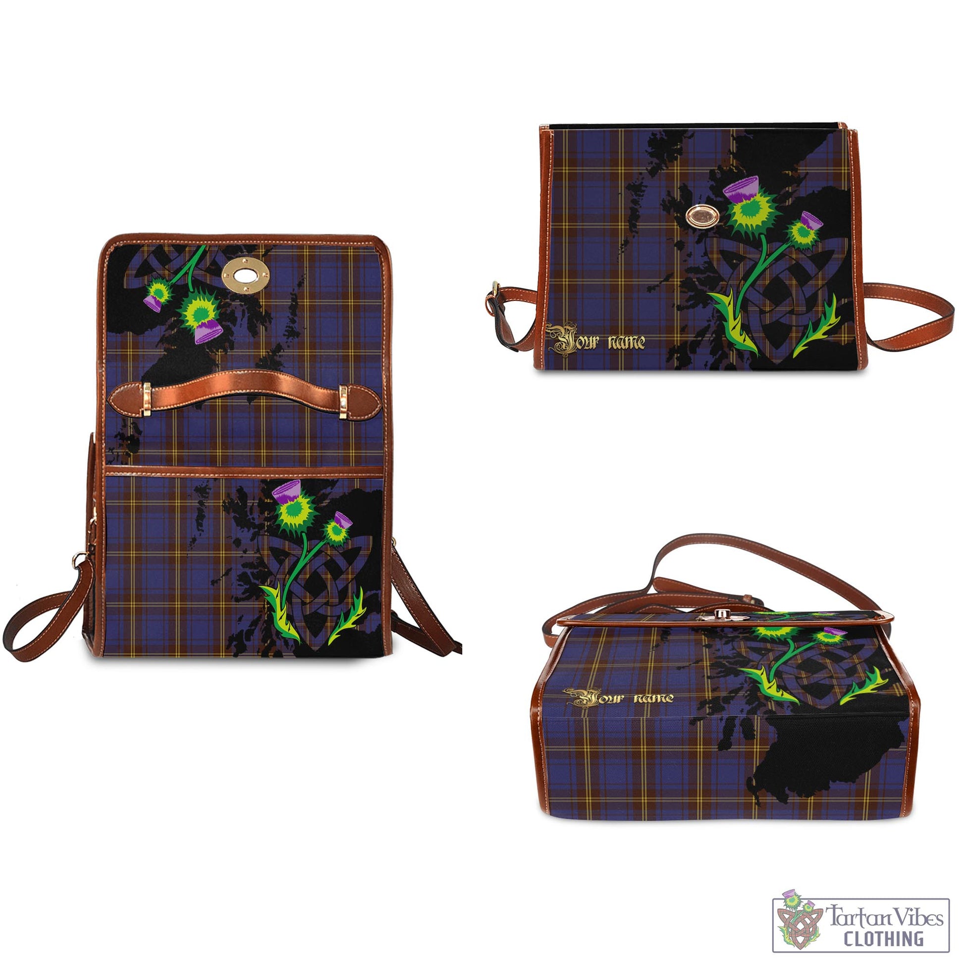 Tartan Vibes Clothing Sligo County Ireland Tartan Waterproof Canvas Bag with Scotland Map and Thistle Celtic Accents