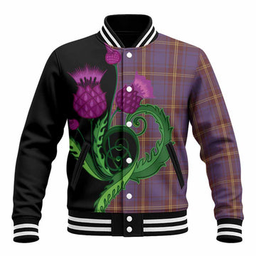 Sligo County Ireland Tartan Baseball Jacket Traditional Scottish Thistle