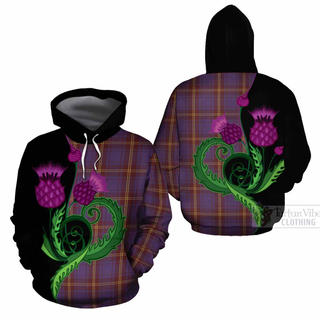Sligo County Ireland Tartan Cotton Hoodie Traditional Scottish Thistle