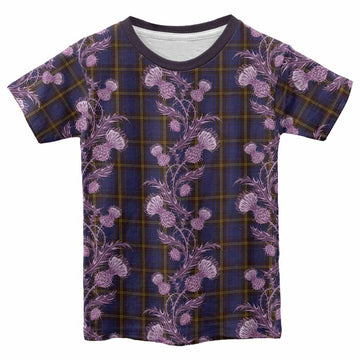 Sligo County Ireland Tartan Kid T-shirt Seamless Scottish Thistle Flowers