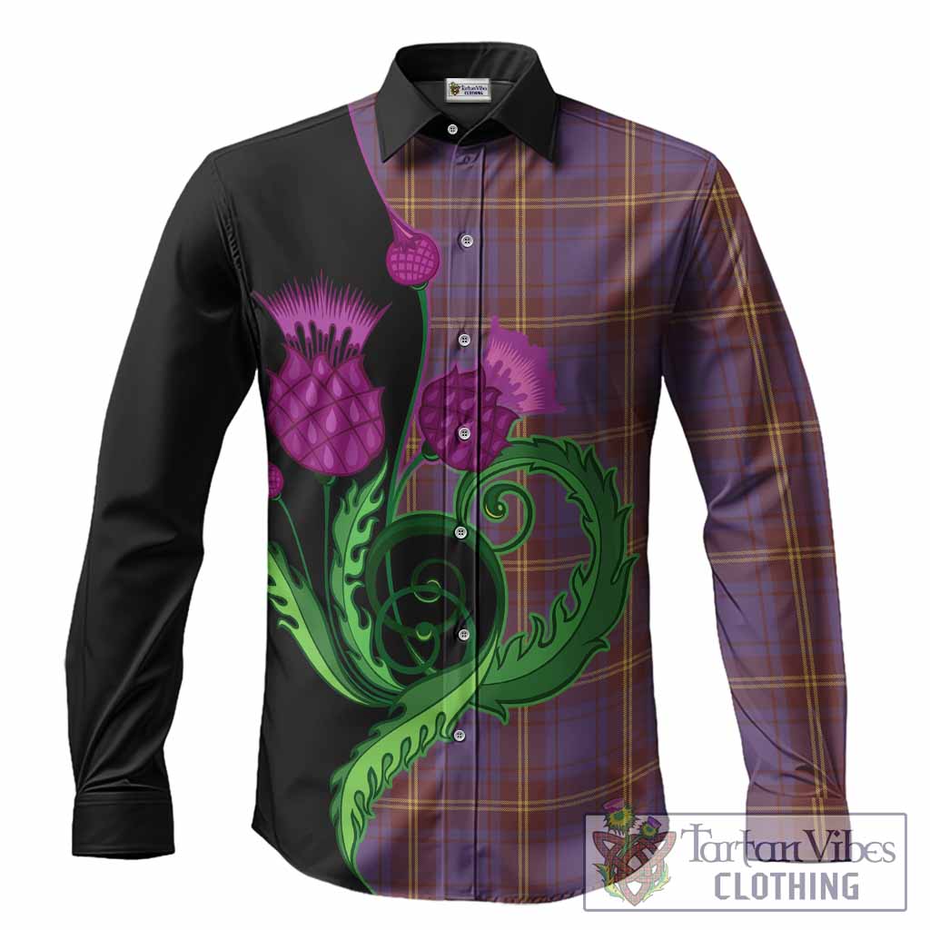 Sligo County Ireland Tartan Long Sleeve Button Shirts Traditional Scottish Thistle