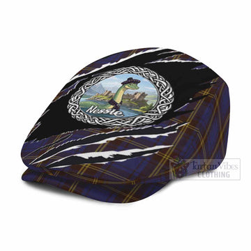 Sligo Tartan Loch Ness Monster Flat Cap, Jeff Cap Celtic Knot Nessie Art