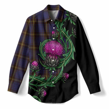 Sligo Tartan Women Casual Shirt Resilient Scottish Thistle