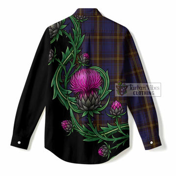 Sligo Tartan Women Casual Shirt Resilient Scottish Thistle