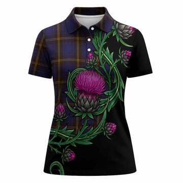 Sligo Tartan Women Polo Shirt Resilient Scottish Thistle